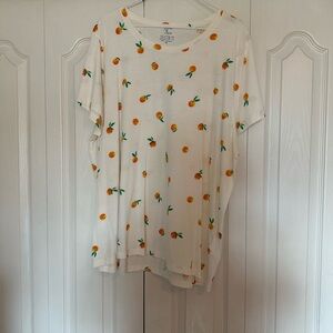 J. Crew Cream Tee with Orange Fruit Design